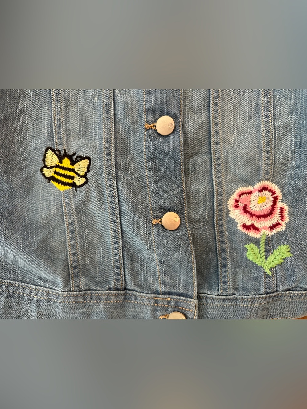 The Children’s Place Embroidered Butterfly Denim Jacket Girls L 10/12 - Picture 2 of 6